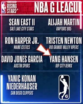 NBA全明星新秀赛:杨瀚森以G联盟身份入选 二年级克林根入选